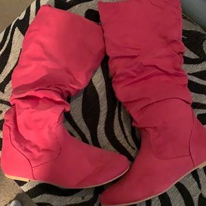 Pink suede boots